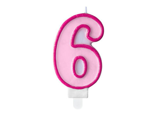 Picture of BIRTHDAY CANDLE PINK NUMBER 6